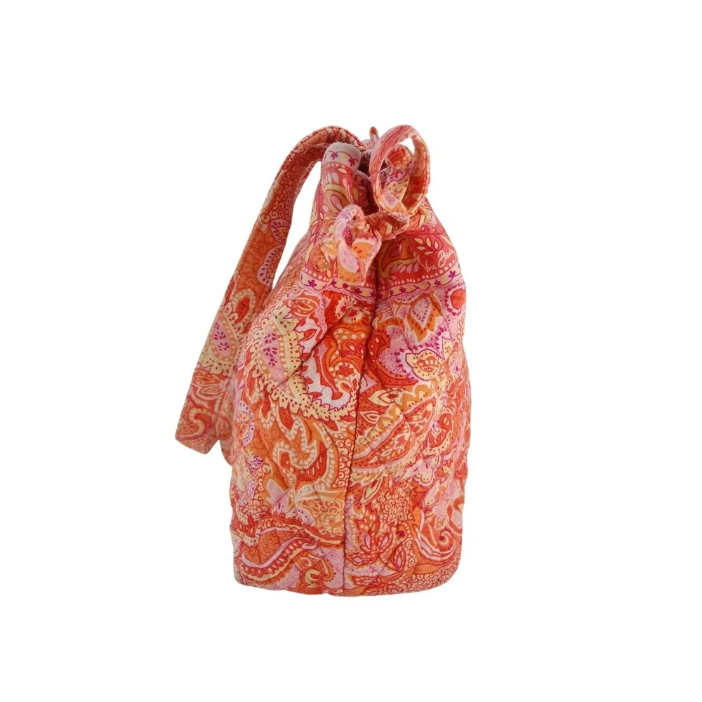 Vera Bradley Sherbert Paisley Quilted Cotton Tote Bag Orange Pink Yellow - Picture 3 of 8